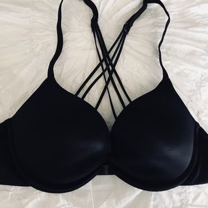 Ambrielle front-clasp strappy push up bra